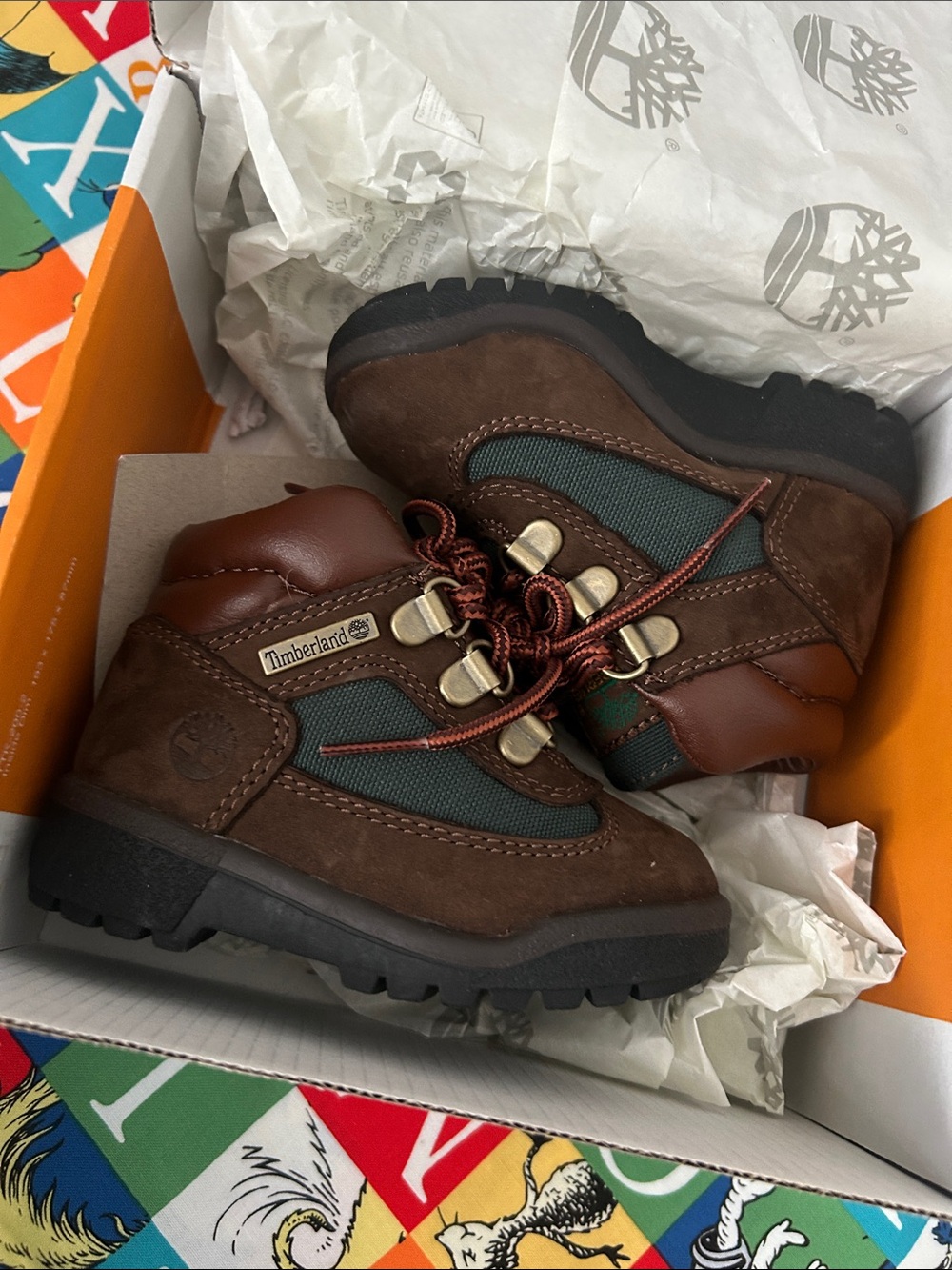 Timberland Kids Brown and Green Trail Hiking Boots